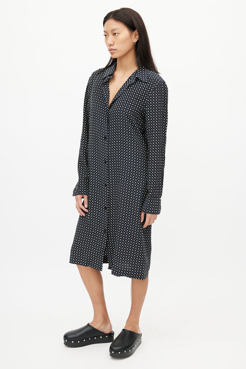 Jil Sander Black & Beige Print Shirt Dress