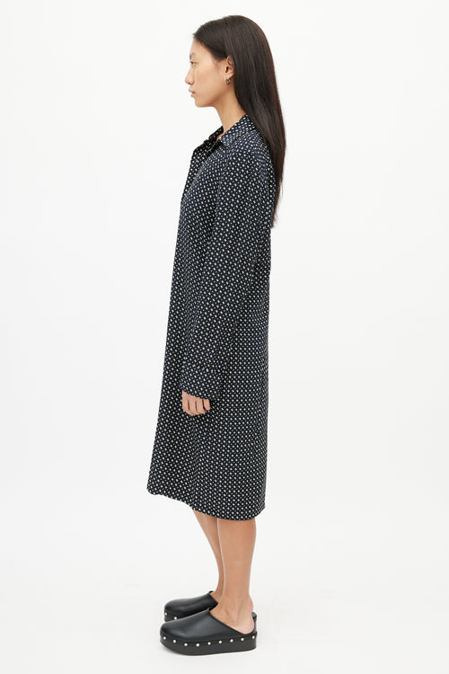 Jil Sander Black & Beige Print Shirt Dress
