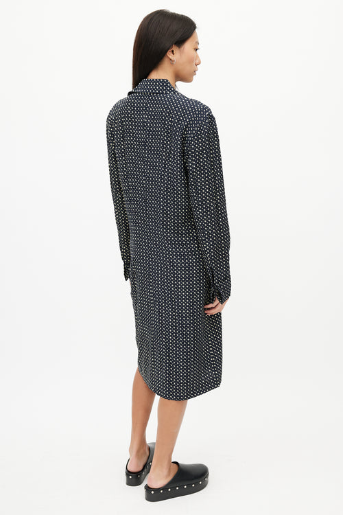 Jil Sander Black & Beige Print Shirt Dress