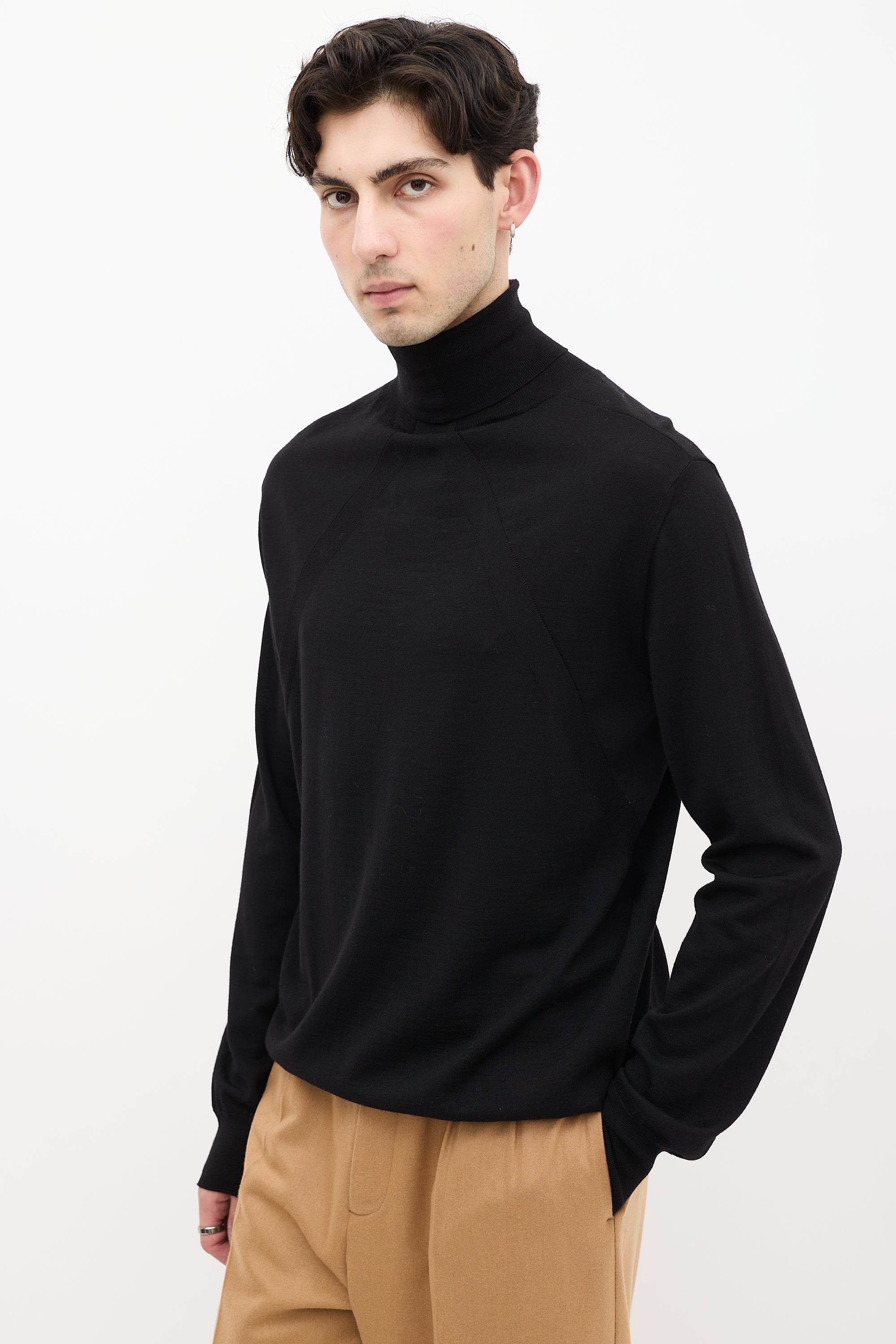 Jil Sander Black Wool Long Sleeve Turtleneck