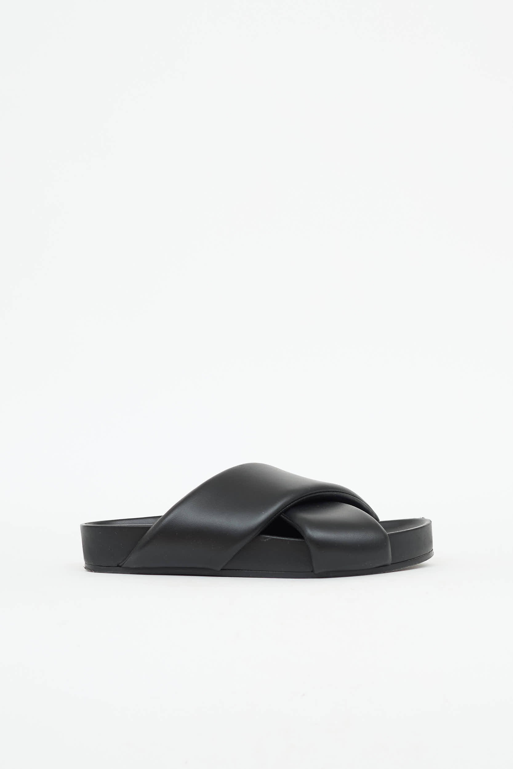 Jil Sander Leather Criss Cross Slide