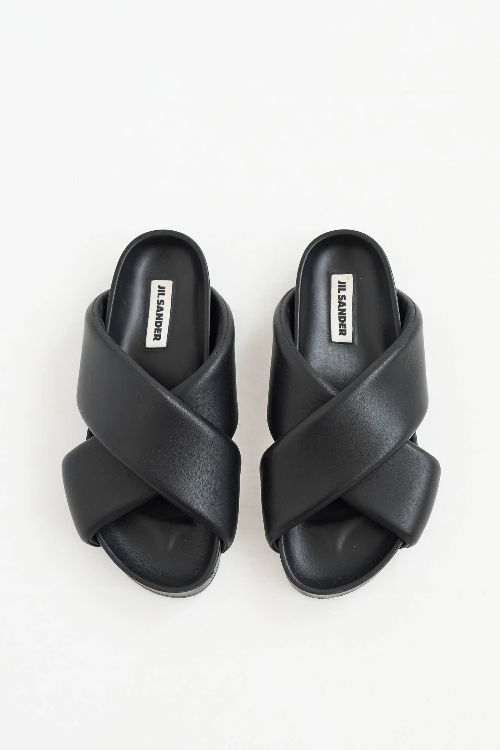 Jil Sander Leather Criss Cross Slide