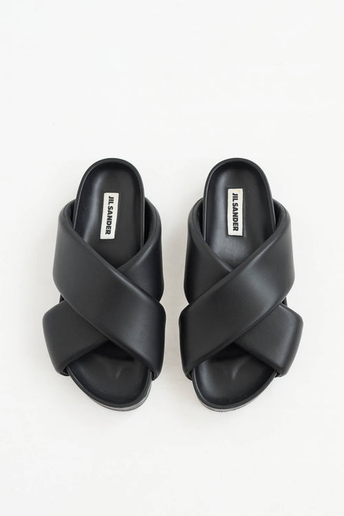 Jil Sander Leather Criss Cross Slide