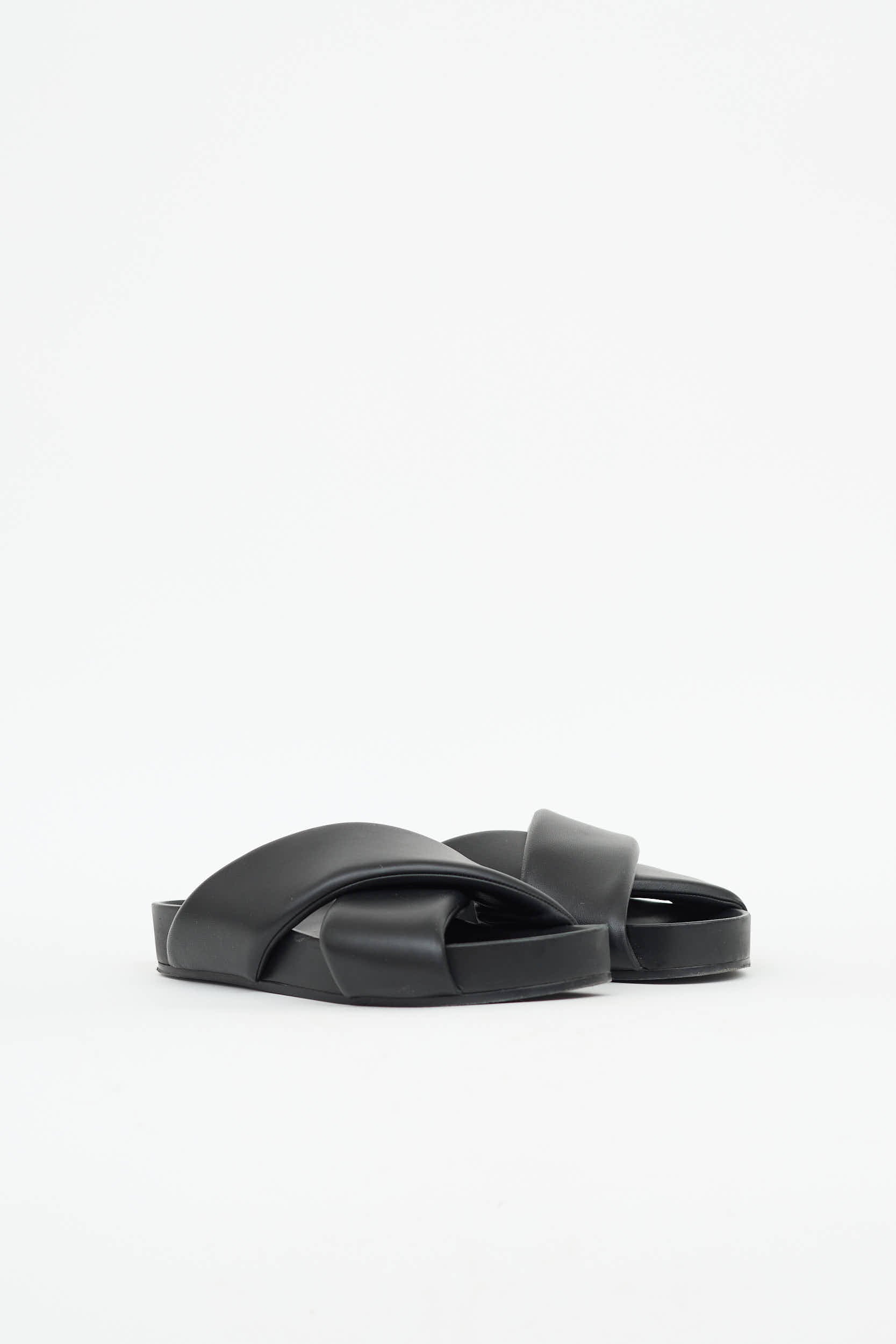 Jil Sander Leather Criss Cross Slide