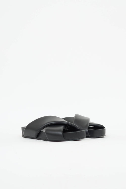 Jil Sander Leather Criss Cross Slide