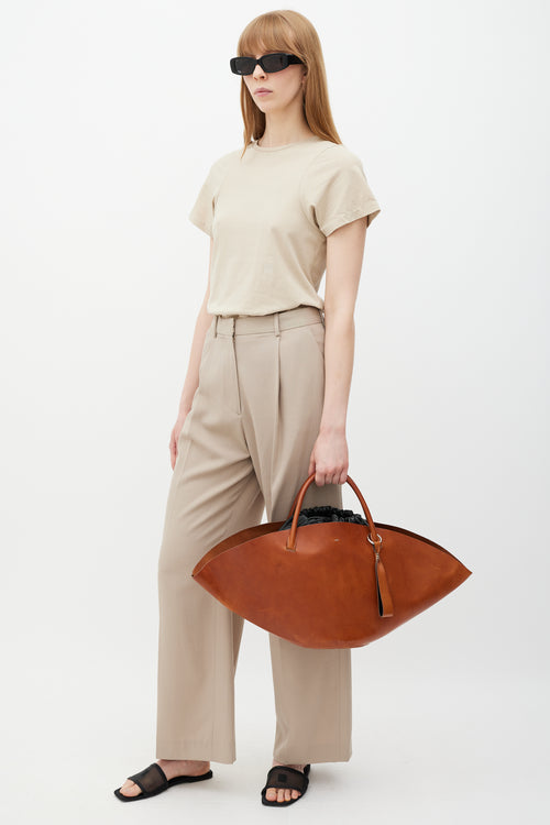 Jil Sander Brown & Black Sombrero Tote Bag
