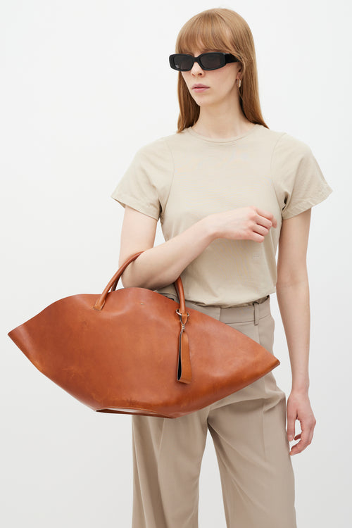Jil Sander Brown & Black Sombrero Tote Bag