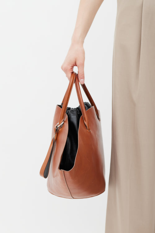 Jil Sander Brown & Black Sombrero Tote Bag