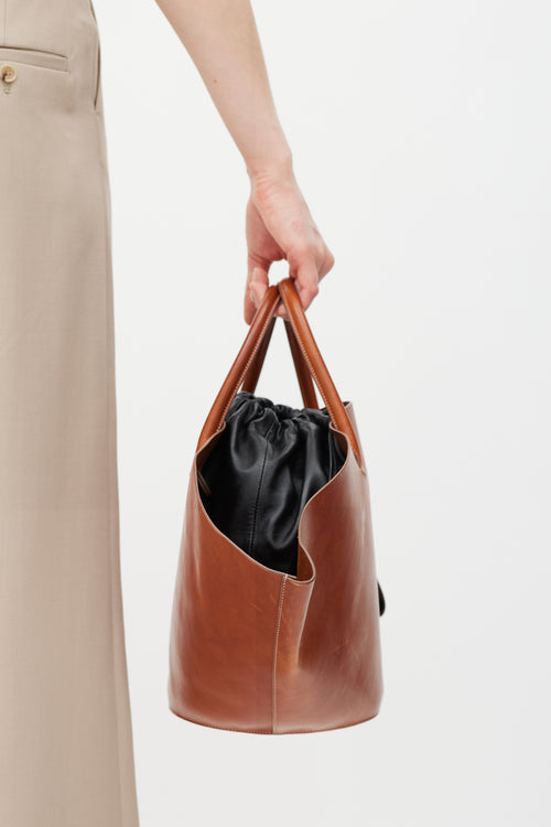 Jil Sander Brown & Black Sombrero Tote Bag