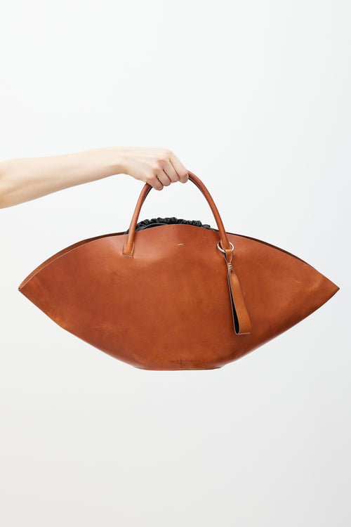 Jil Sander Brown & Black Sombrero Tote Bag