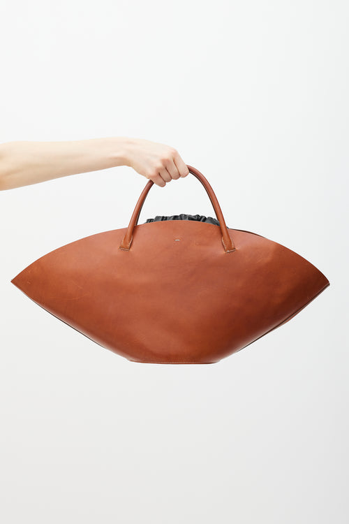 Jil Sander Brown & Black Sombrero Tote Bag