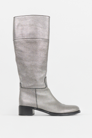 Jil Sander Metallic Leather Knee Boot