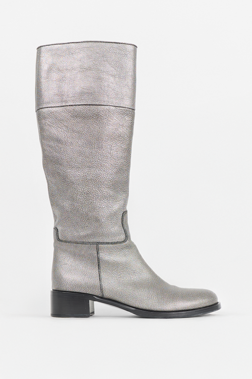 Jil Sander Metallic Leather Knee Boot