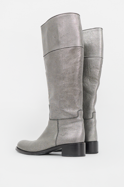 Jil Sander Metallic Leather Knee Boot