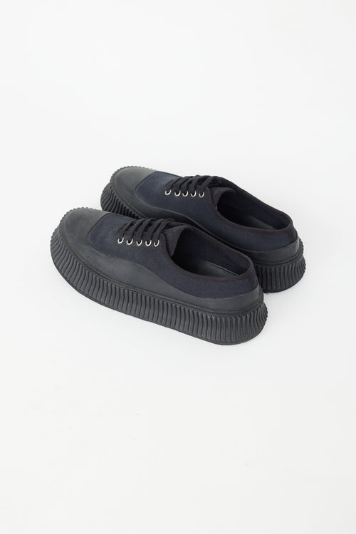 Jil Sander Navy & Black Canvas Platform Sneaker