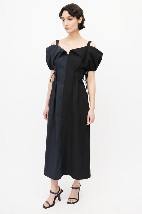Jil Sander Navy & Black Colorblock Gabi Dress