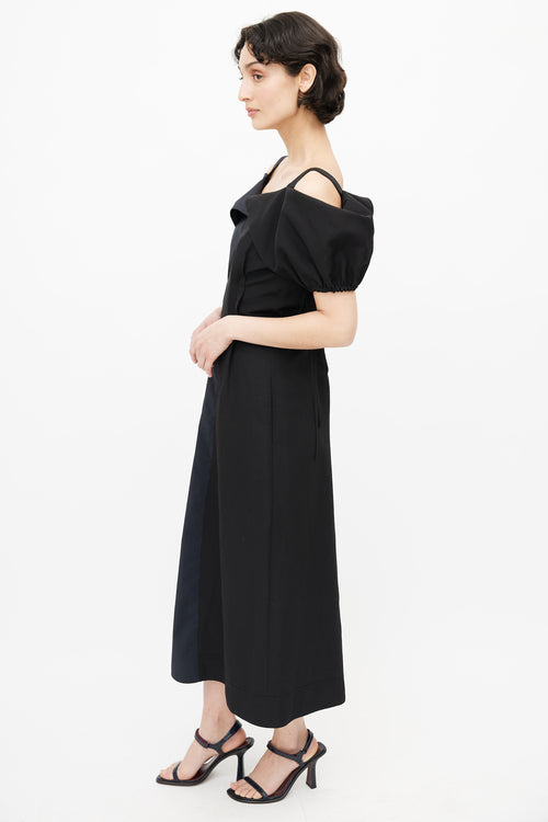 Jil Sander Navy & Black Colorblock Gabi Dress