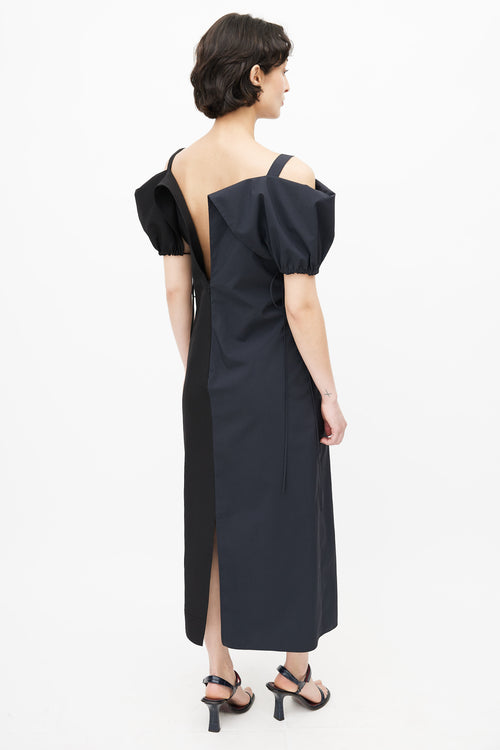 Jil Sander Navy & Black Colorblock Gabi Dress