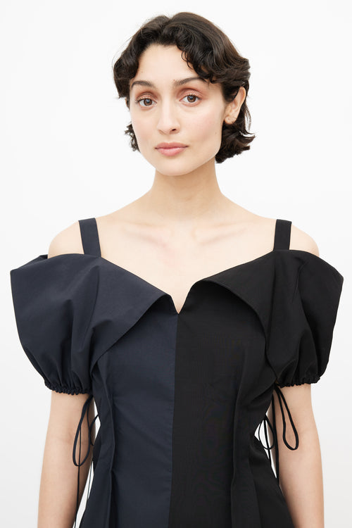 Jil Sander Navy & Black Colorblock Gabi Dress
