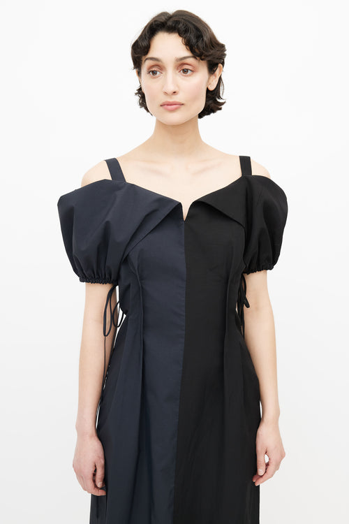 Jil Sander Navy & Black Colorblock Gabi Dress