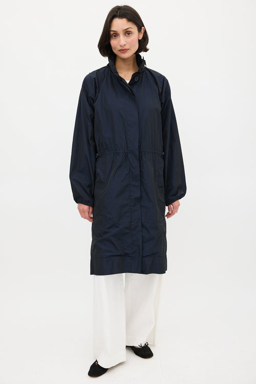 Jil Sander Navy Hooded Drawcord Coat
