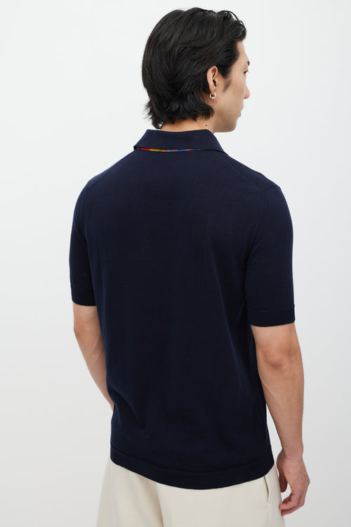 Jil Sander Navy & Multicolour Knit Polo