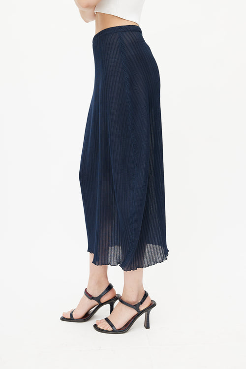 Jil Sander Navy Plissé Midi Skirt