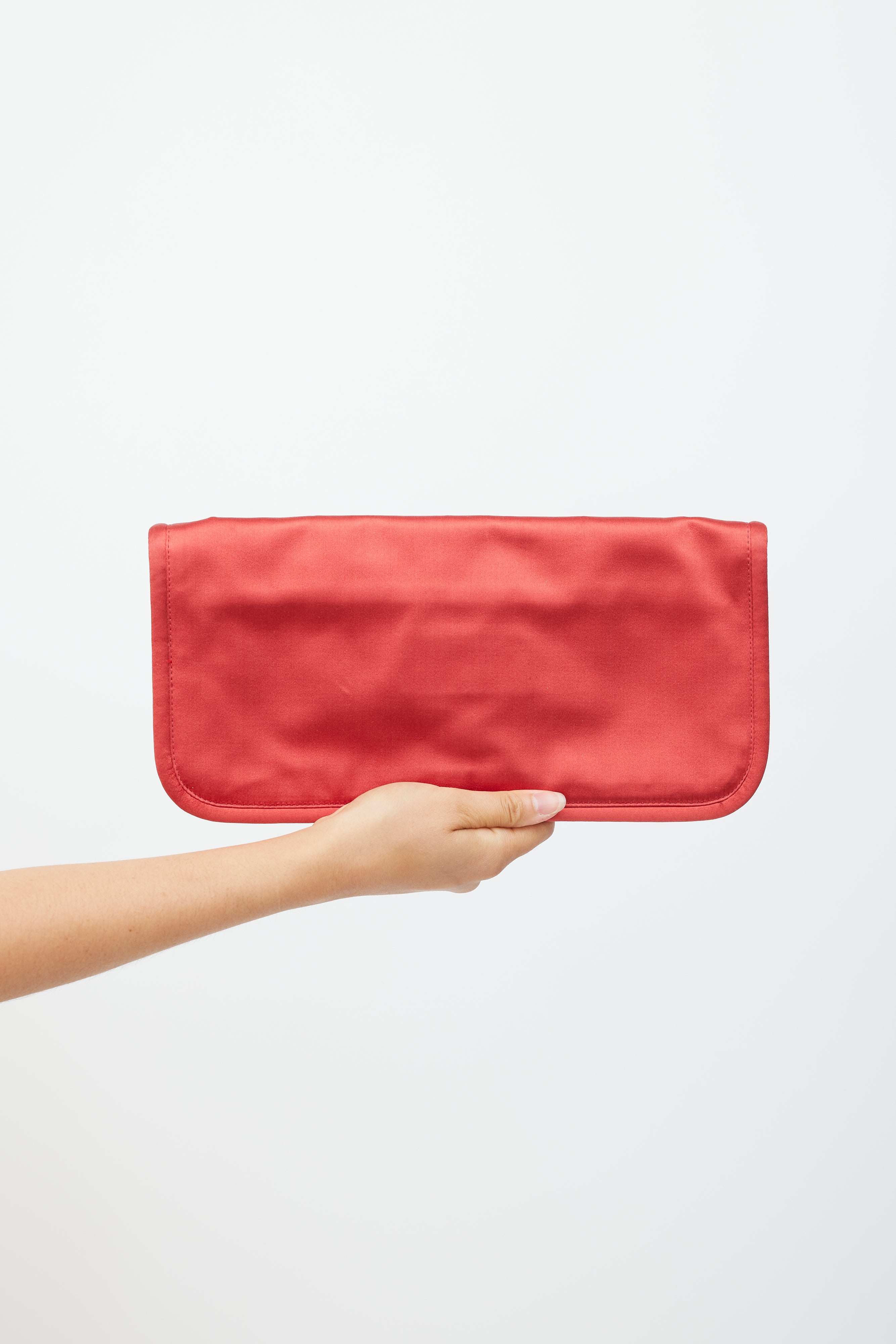Jil Sander Red Satin Fold Over Clutch