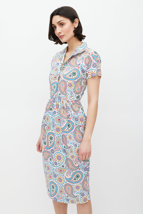 Jil Sander SS 2012 White & Multicolour Paisley Dress