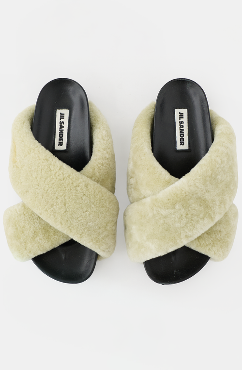 Jil Sander Shearling Cross Over Slide