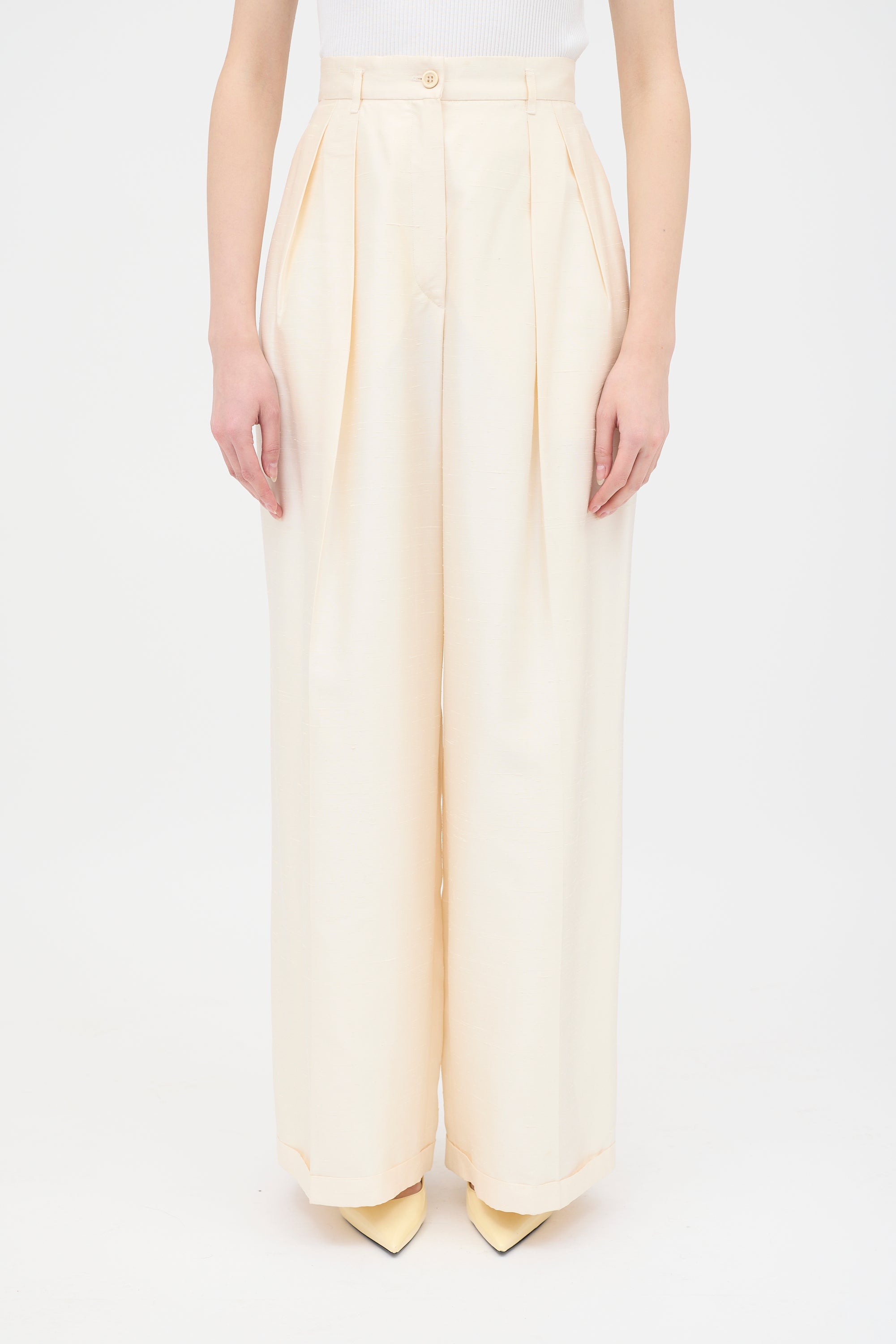 Jil Sander Silk Slub Wide Leg Trouser