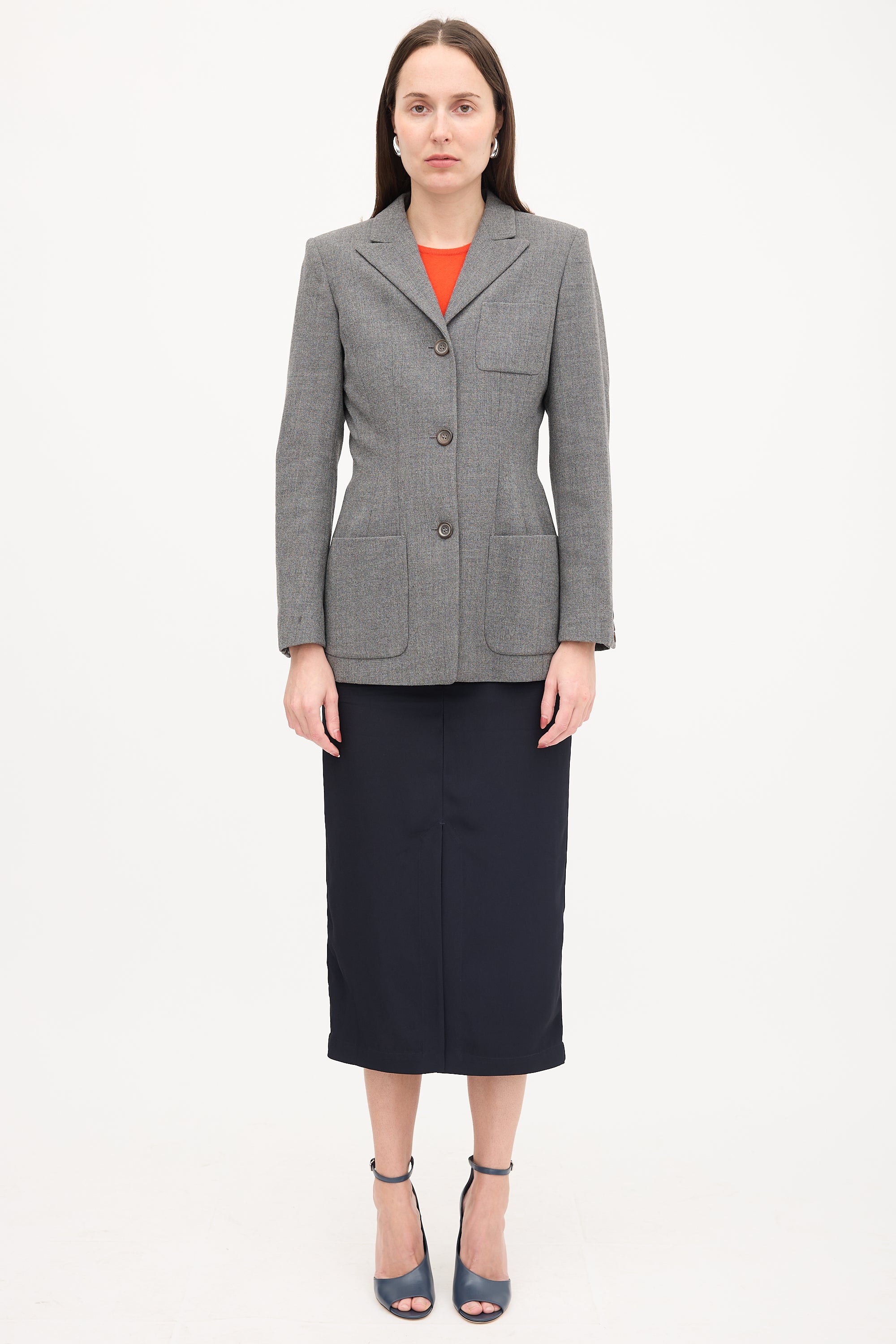 Jil Sander Wool Peak Collar Blazer
