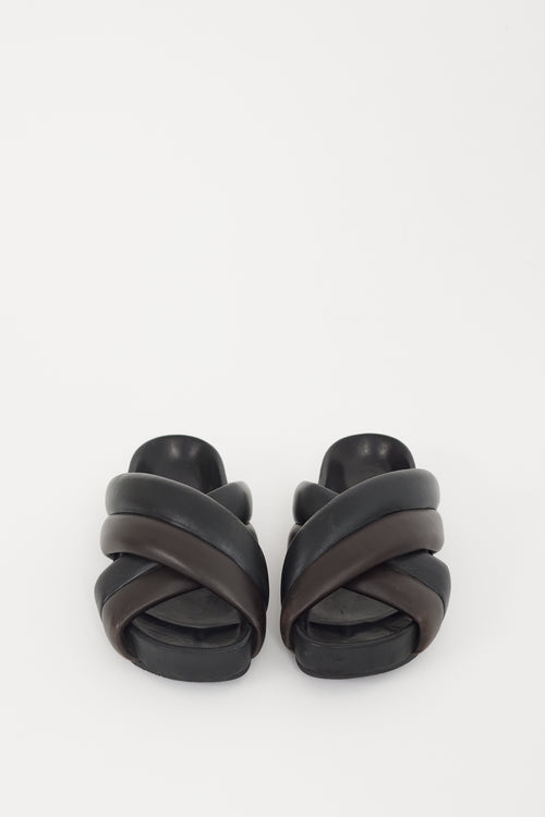 Jil Sander Black & Brown Leather Chunky Platform Slide