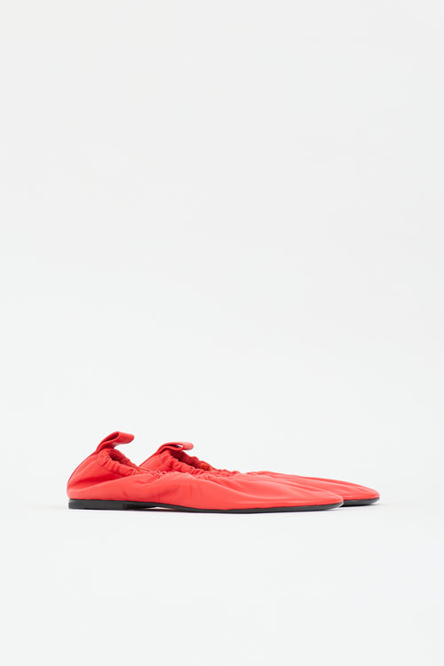Jil Sander Gathered Leather Ballet Flat