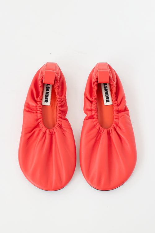 Jil Sander Gathered Leather Ballet Flat