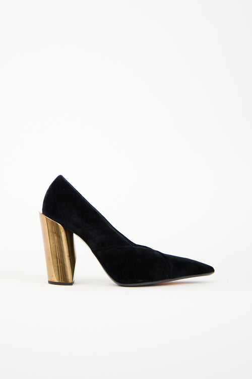 Jil Sander Velvet Geometric Heel Pump