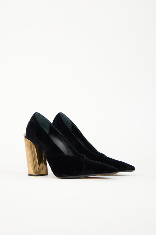 Jil Sander Velvet Geometric Heel Pump
