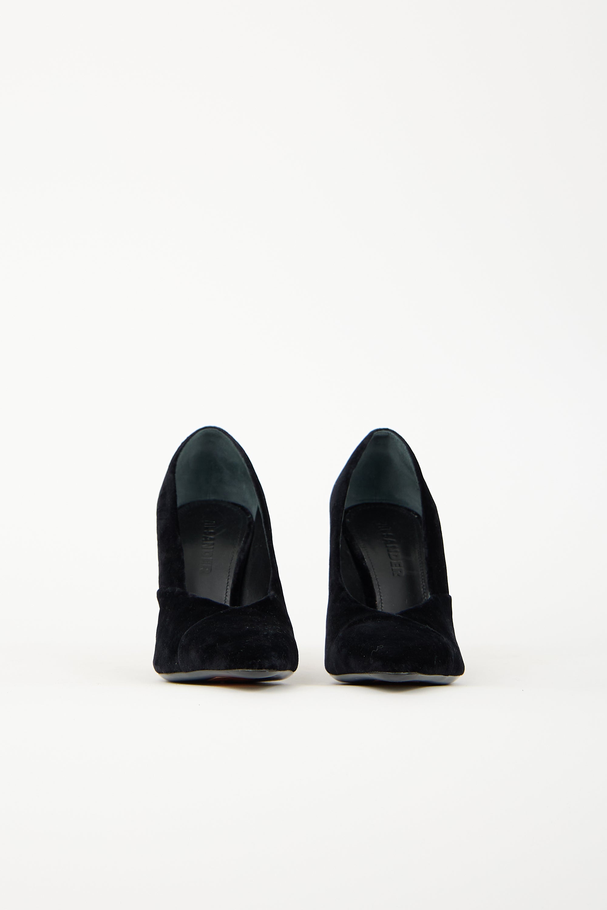 Jil Sander Velvet Geometric Heel Pump