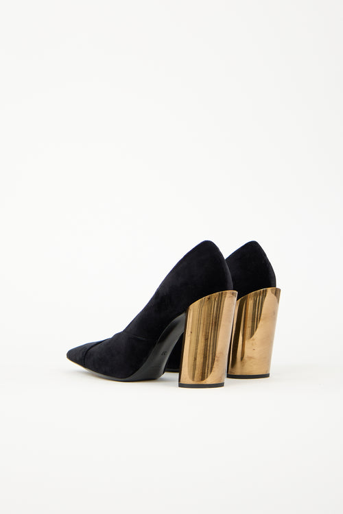 Jil Sander Velvet Geometric Heel Pump