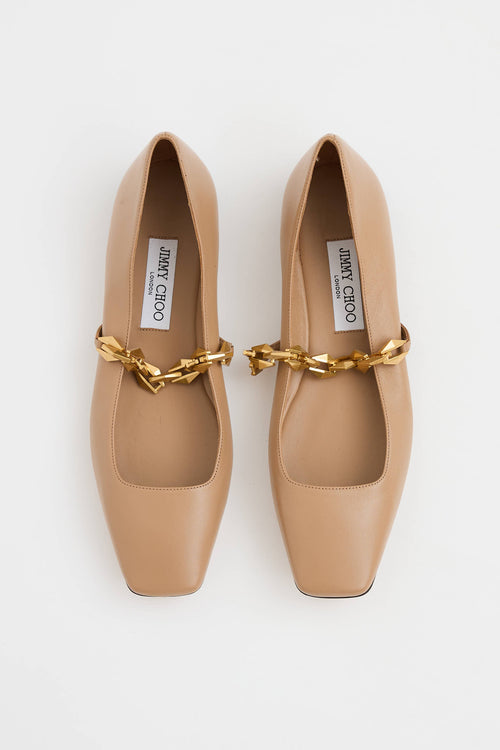 Jimmy Choo Leather Chain Flat