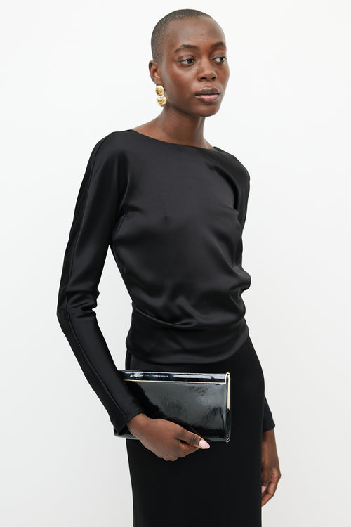 Jimmy Choo Black & Gold Patent Leather Clutch
