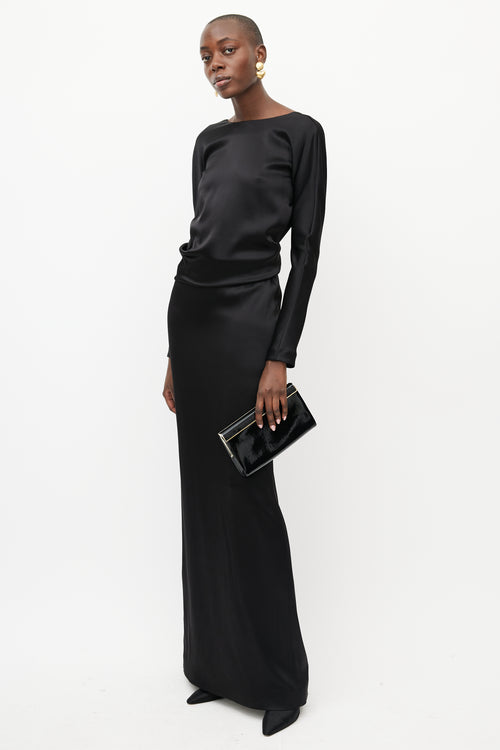 Jimmy Choo Black & Gold Patent Leather Clutch