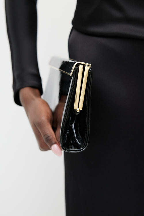 Jimmy Choo Black & Gold Patent Leather Clutch