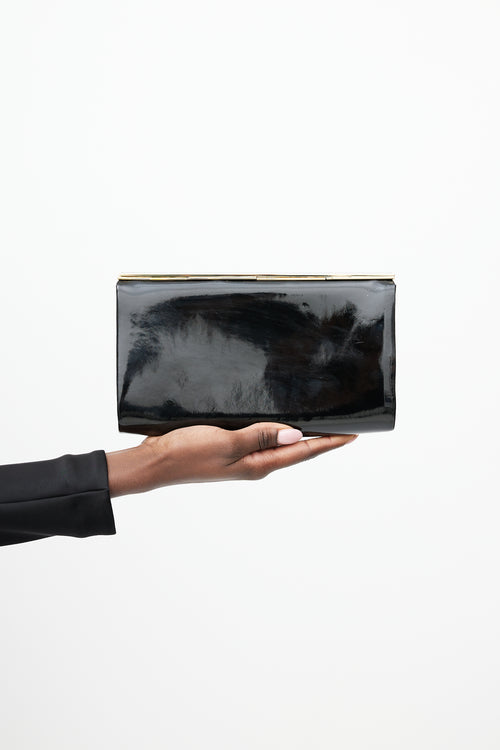 Jimmy Choo Black & Gold Patent Leather Clutch