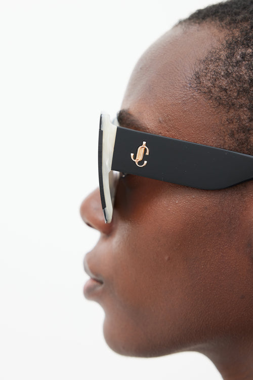 Jimmy Choo Black & White Renee Square Sunglasses