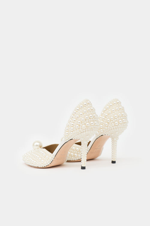 Jimmy Choo Leather Pearl Embellished Pump