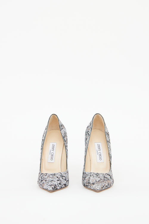 Jimmy Choo Silver & Black Sparkle Pump