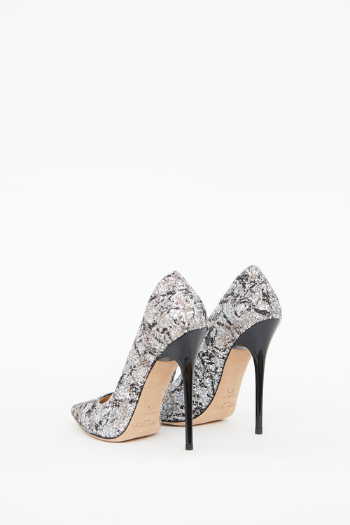 Jimmy Choo Silver & Black Sparkle Pump