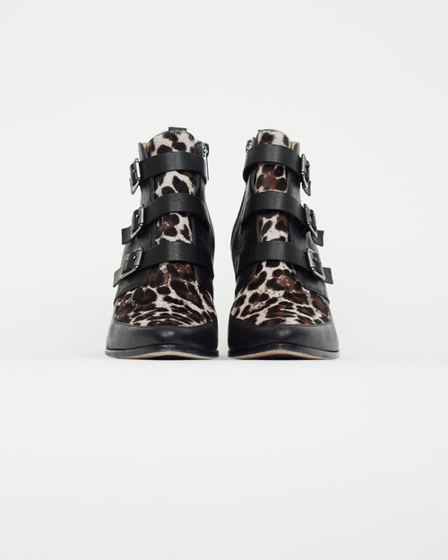 Jimmy Choo Multi Black Textured Leather Ankle Boot
