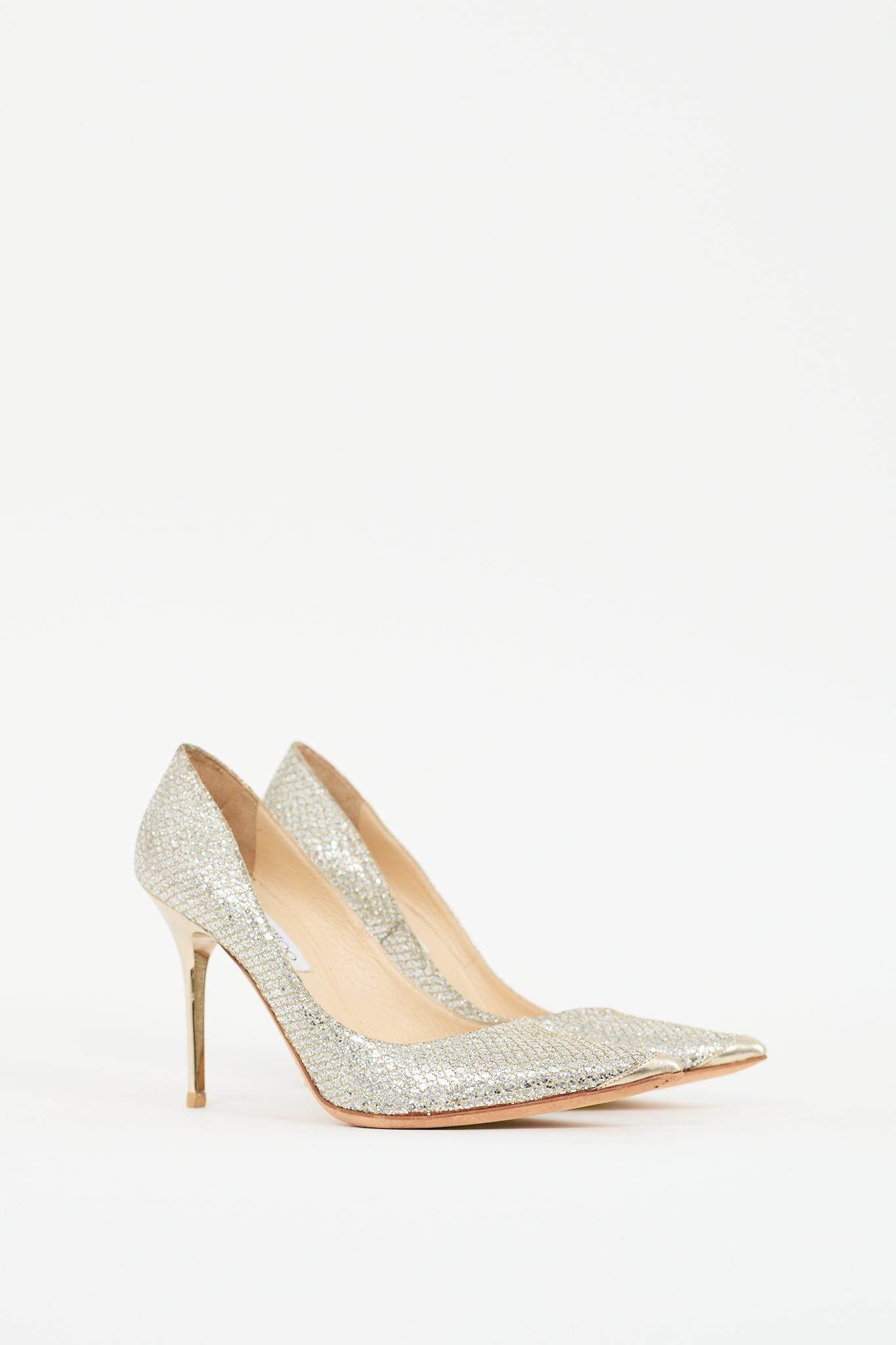 Jimmy Choo Silver & Gold Glitter Abel 100mm Pump